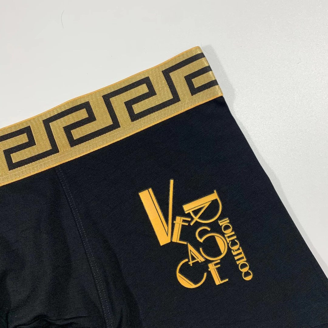 Versace Gold V And Greek-Key Details Men's Boxer Briefs - 3-Piece Box