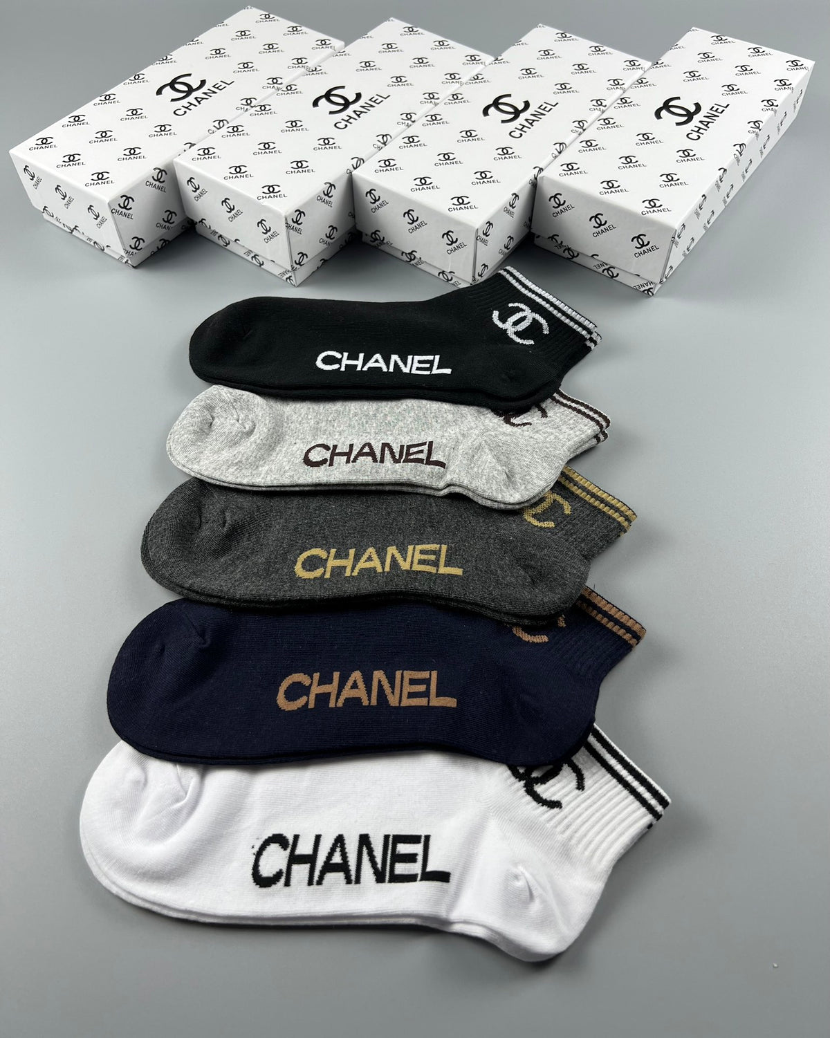 Chanel Emblem And Wordmark Details No-Show Socks - 5-Pair Set