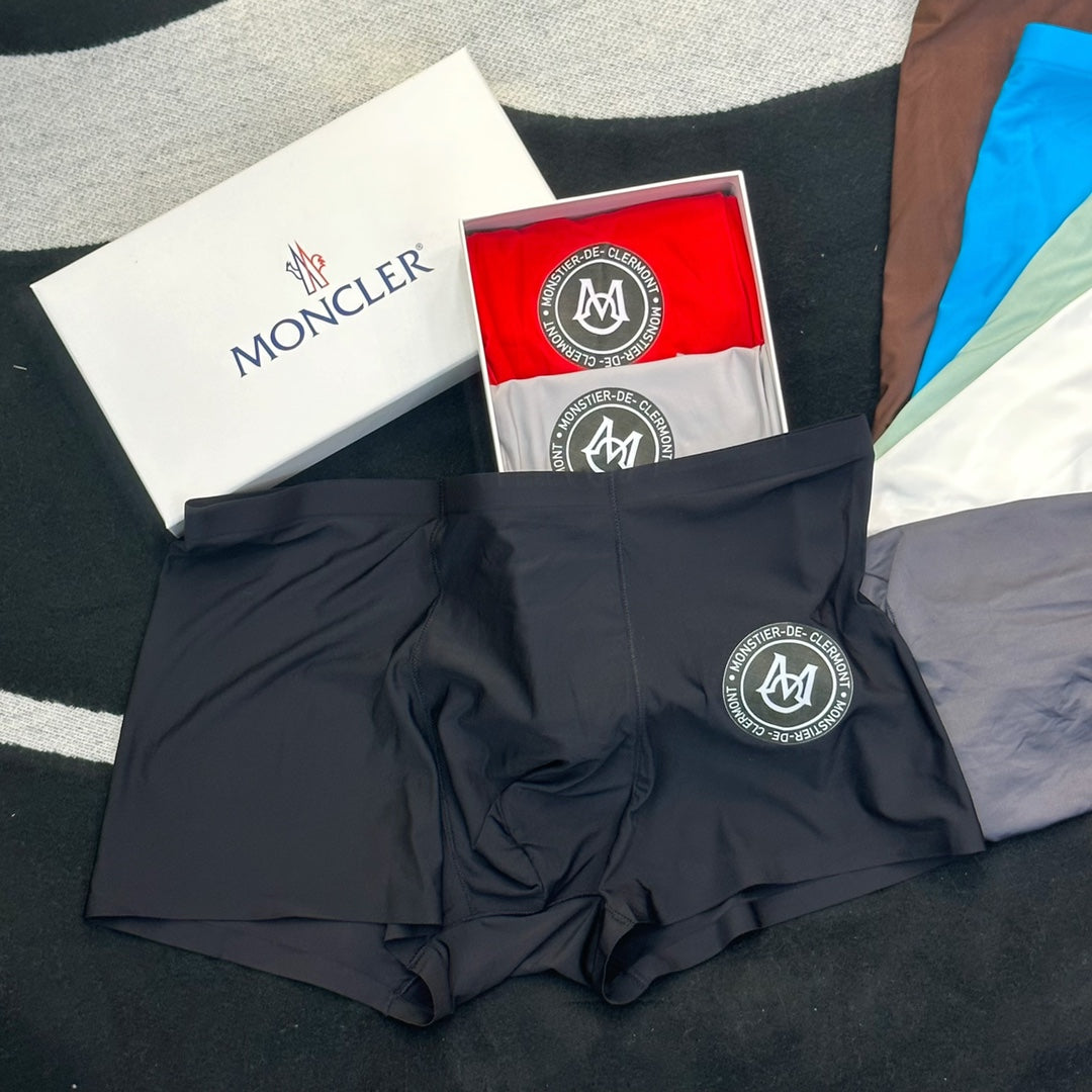 Moncler Goat-milk silk Circular Patch Details Men's Boxer Briefs - 3-Piece Box