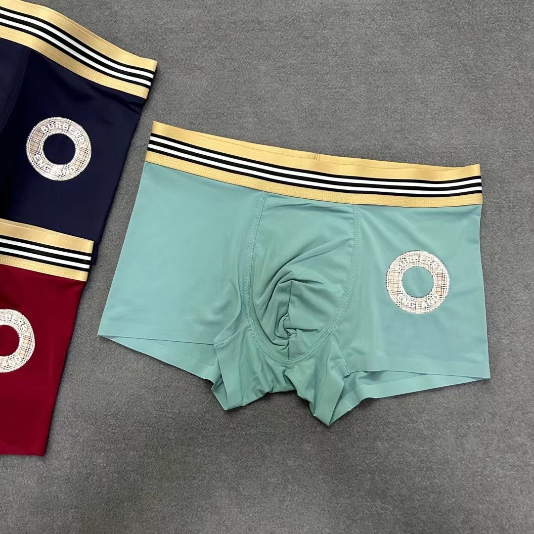 Burberry Solid Panels And Visible Emblem Details Men's Boxer Briefs - 3-Piece Box