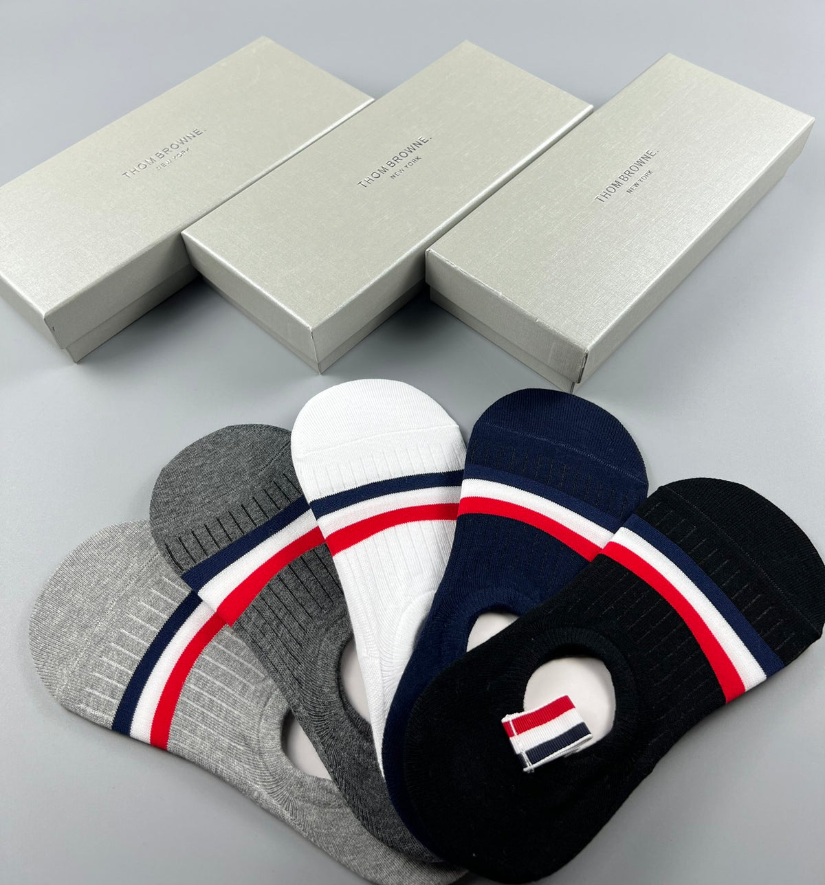 Thom Browne Cotton No-Show Socks - 5-Pair Set