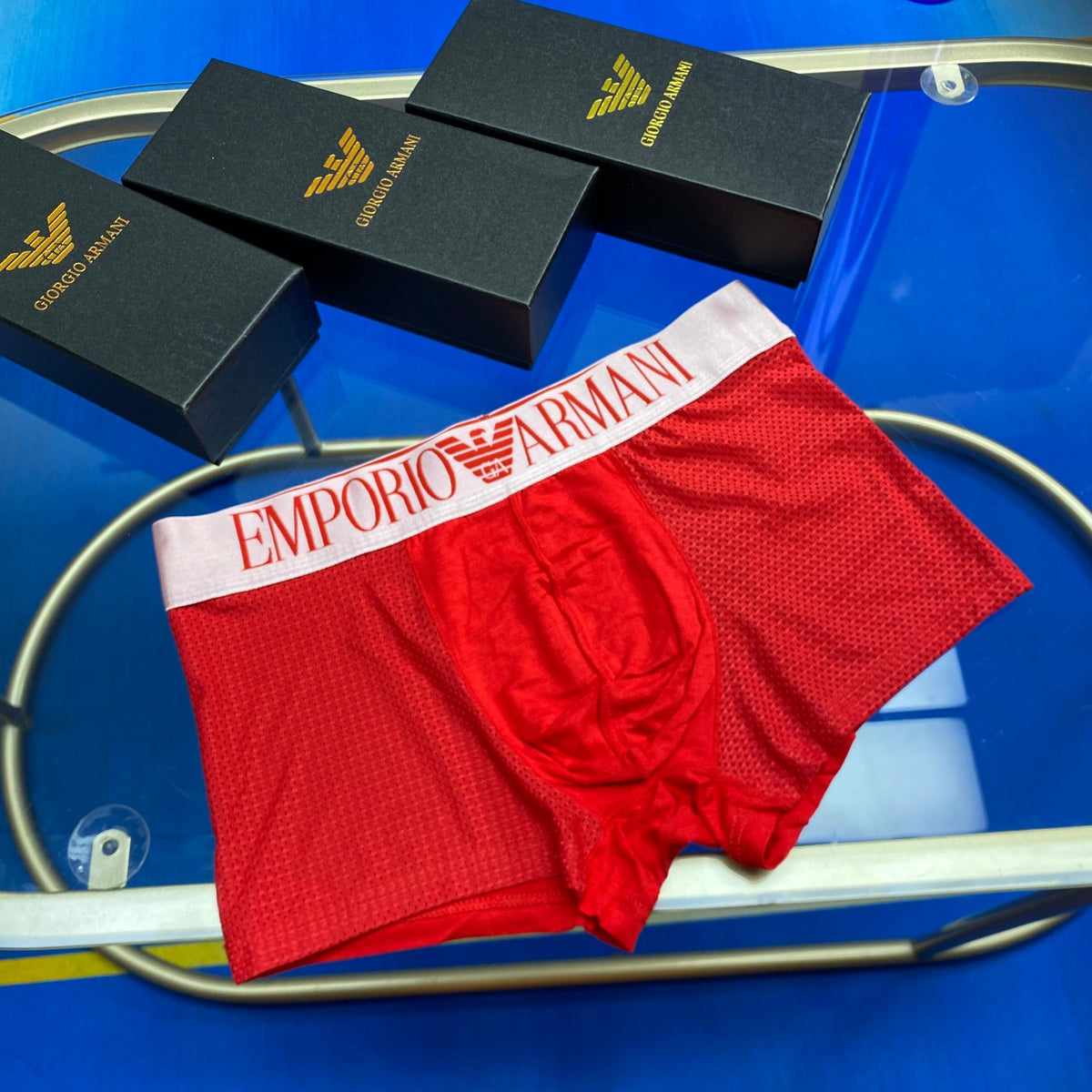 Armani Modal Oversized Contrast Waistbands Men's Boxer Briefs - 3-Piece Box