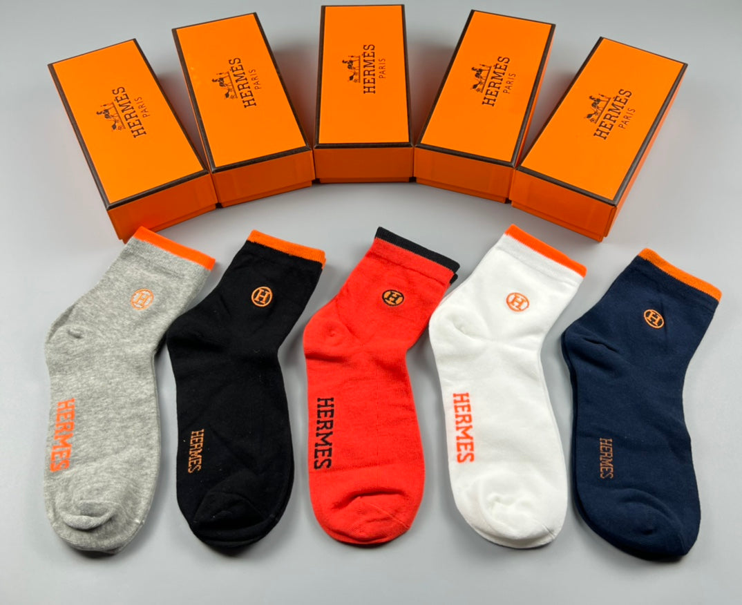 Hermes Cotton Socks - Box of 5 Pairs