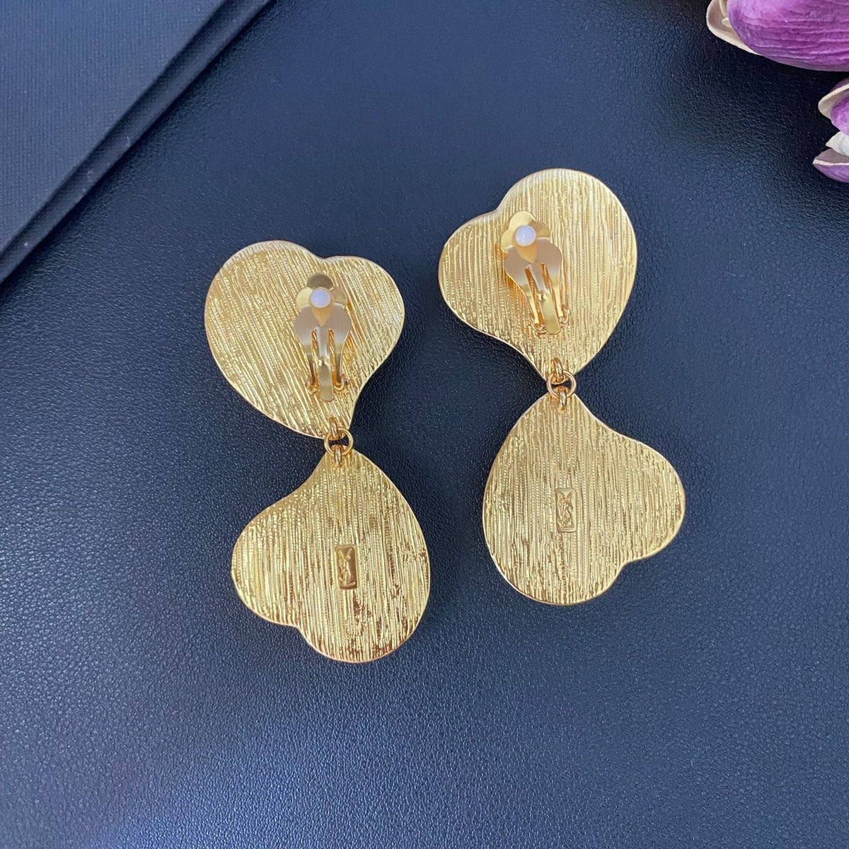 Heart Statement Earrings in Red Accent front product view