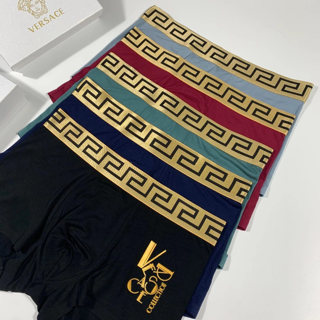 Versace Gold V And Greek-Key Details Men's Boxer Briefs - 3-Piece Box