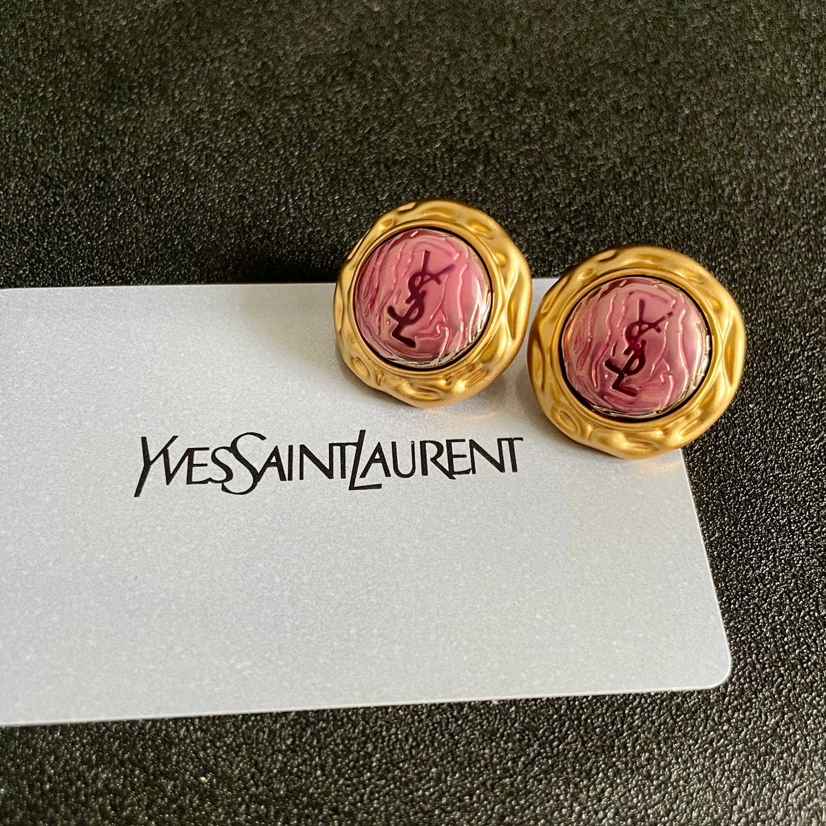 Martin Graham stud earrings in polished metal-tone – front product view