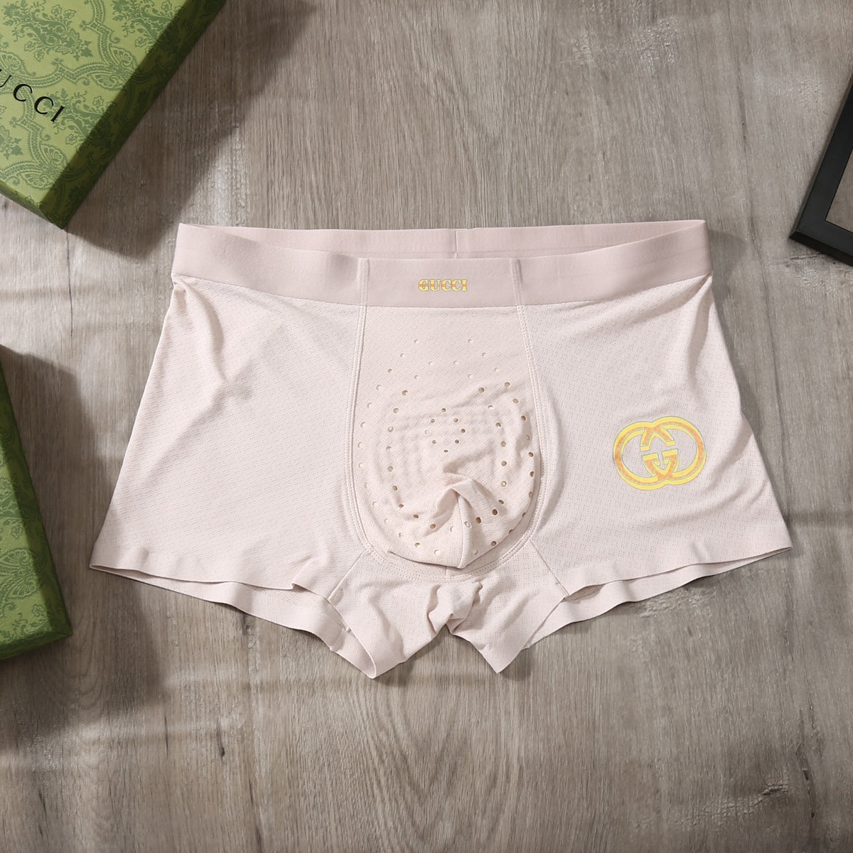 Gucci Perforated Logo Men's Trunk Underwear - 3-Piece Box