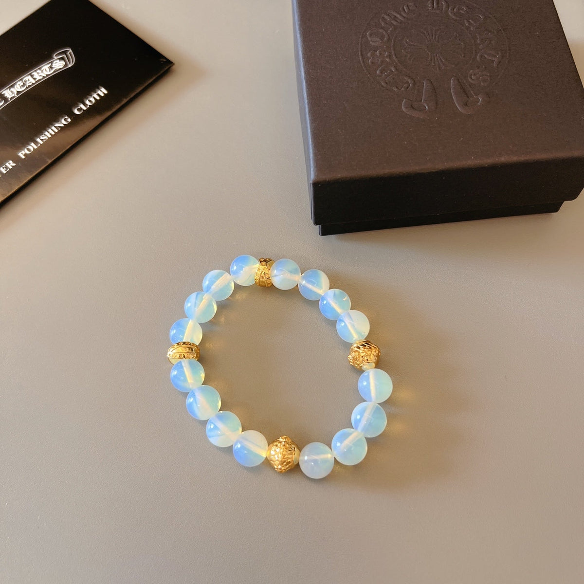 Martin Graham beaded bracelet in polished metal-tone – front product view