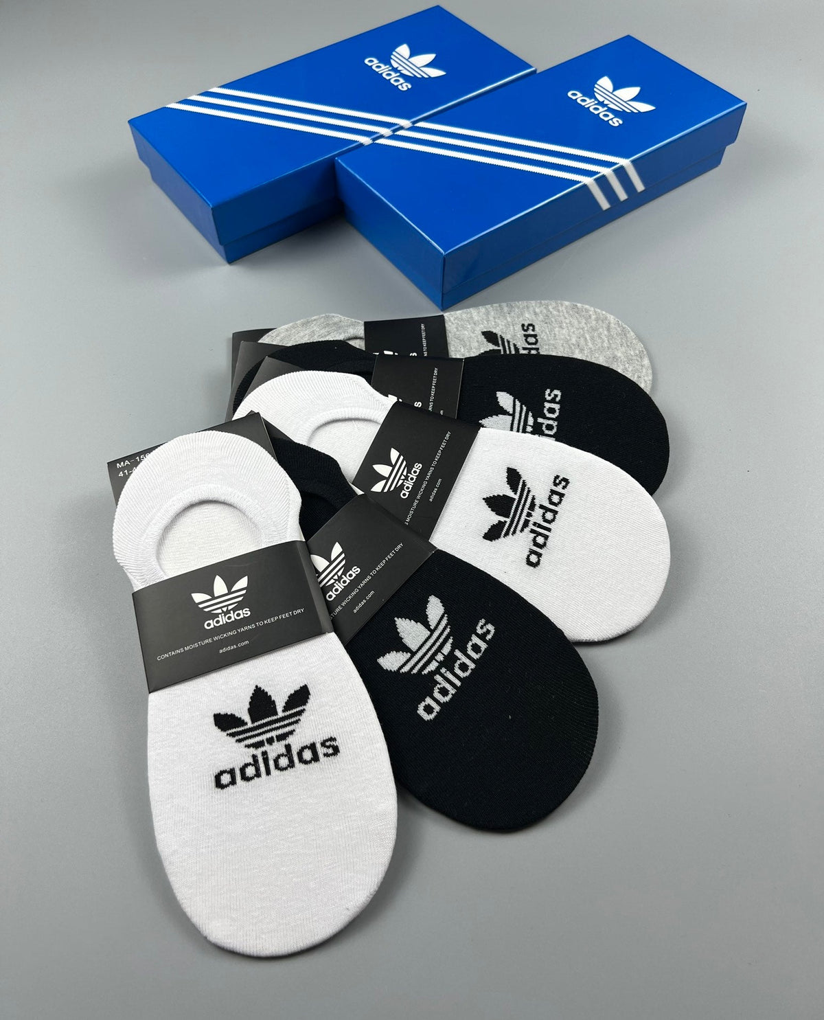 Adidas Cotton Visible Logo, Stripe Or Motif Details No-Show Socks