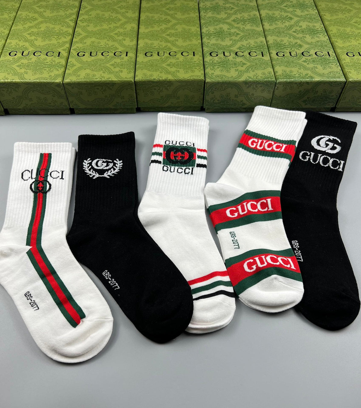 Gucci Mixed Logo Crew Socks - Box of 5 Pairs