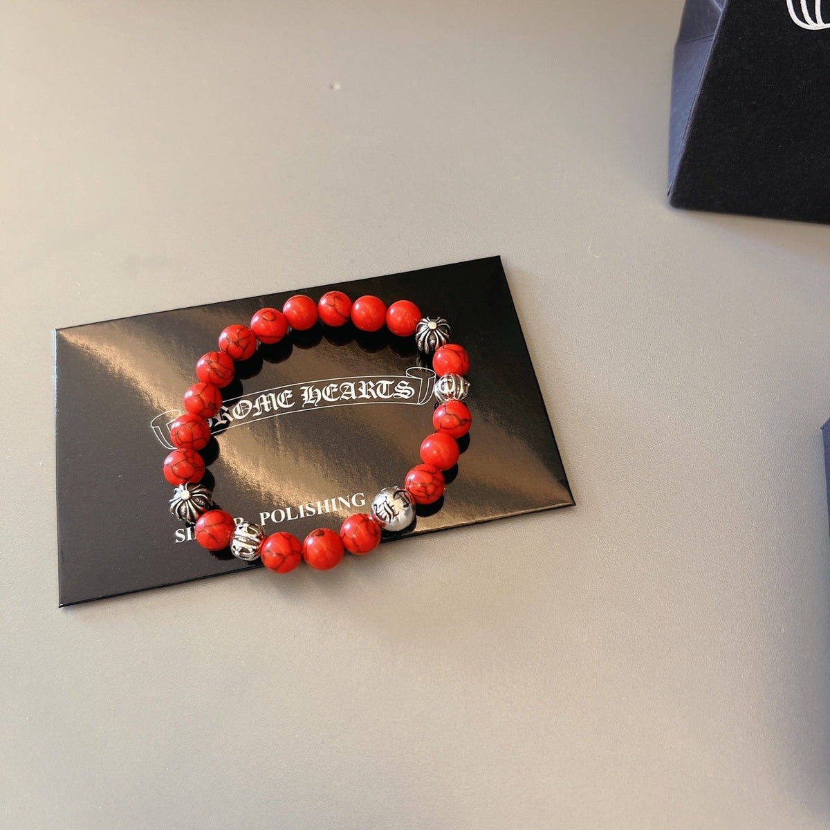 Martin Graham beaded bracelet in polished metal-tone – front product view