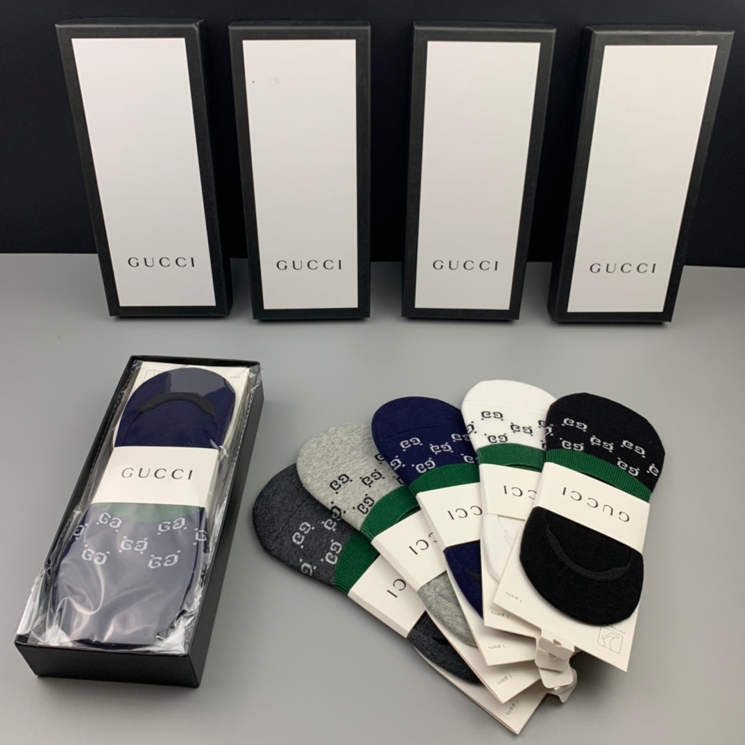 Gucci GG Monogram No-Show Socks - Box of 5 Pairs