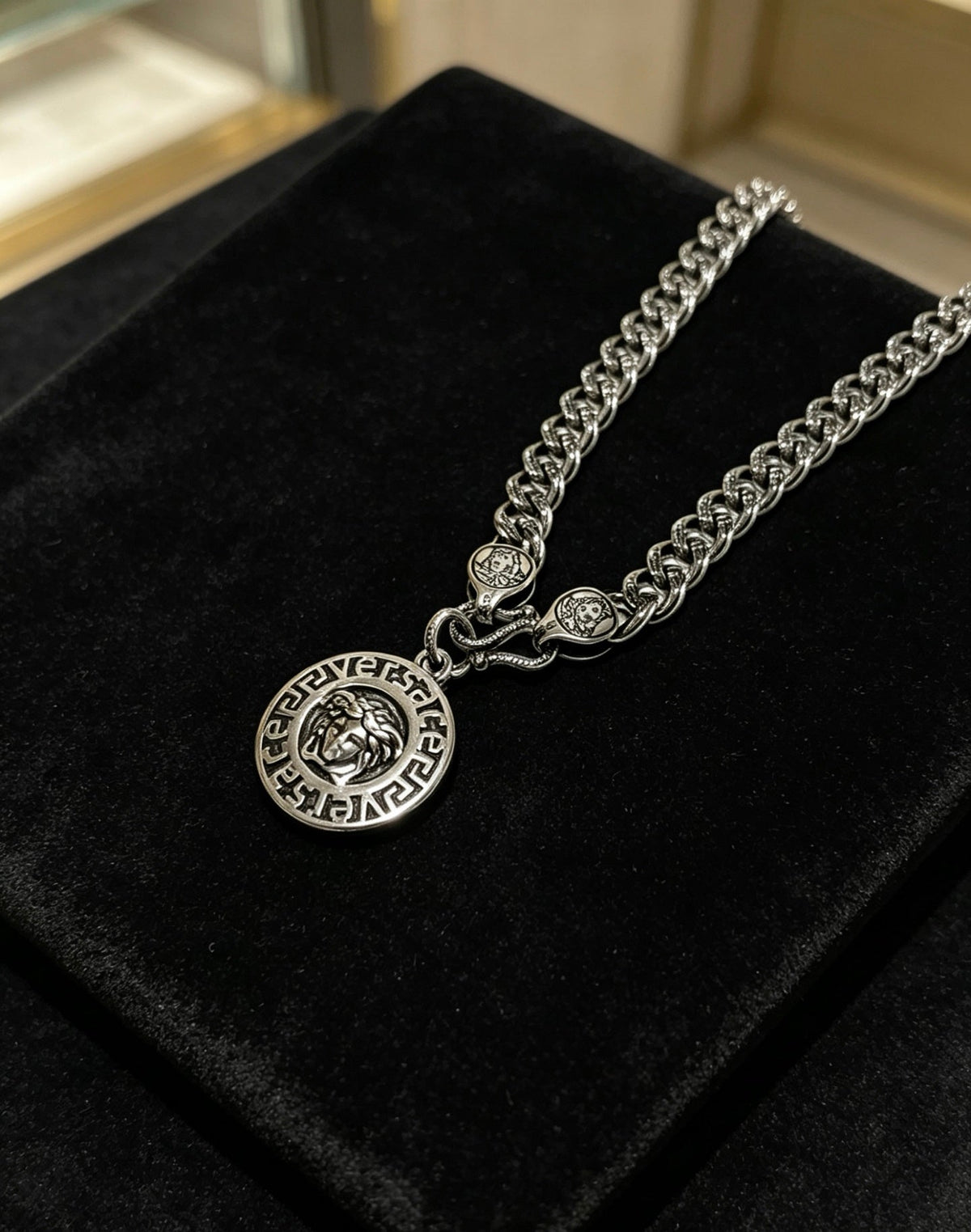 Martin Graham pendant necklace in polished metal-tone – front product view