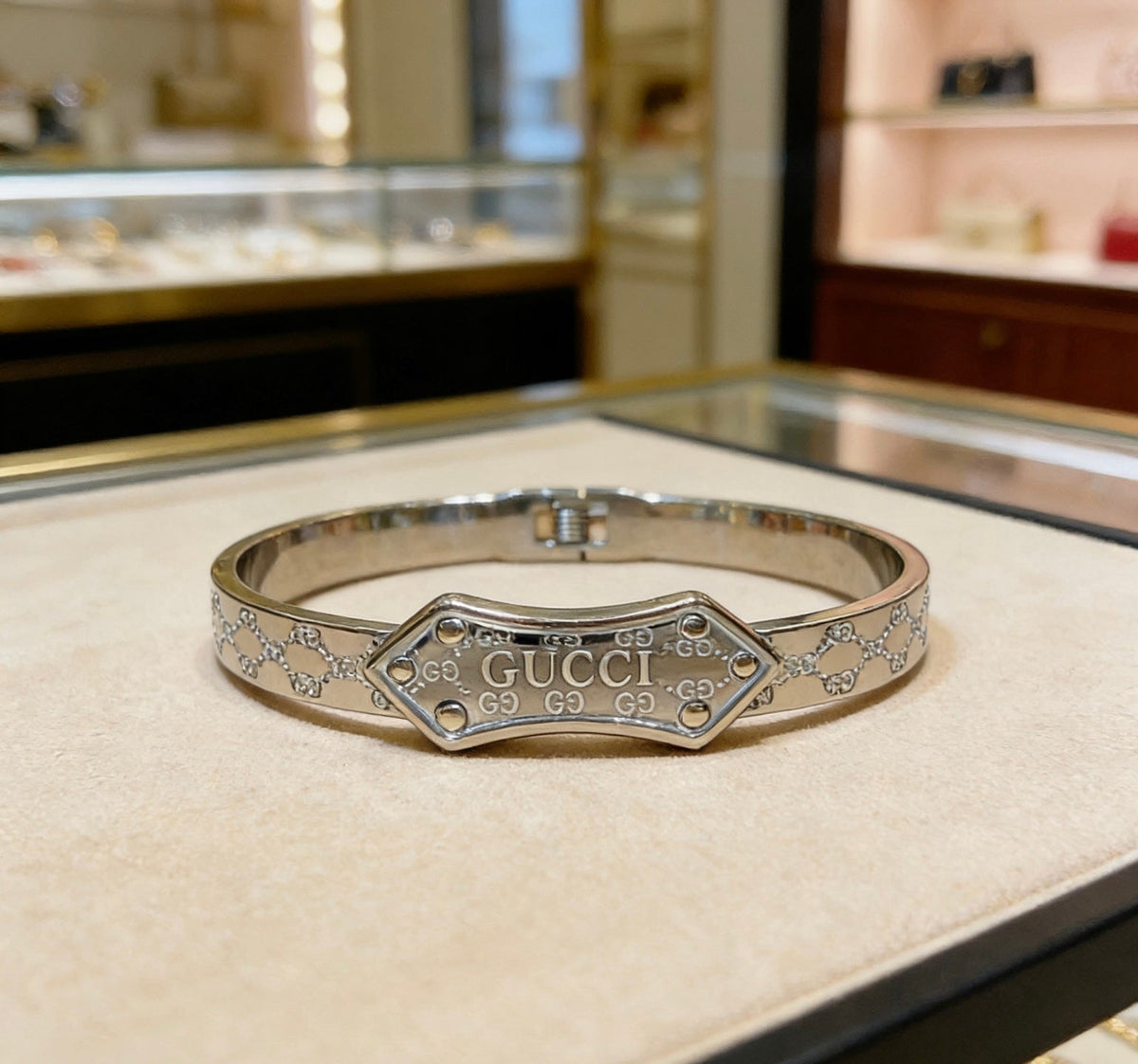 Martin Graham bangle in polished metal-tone – front product view