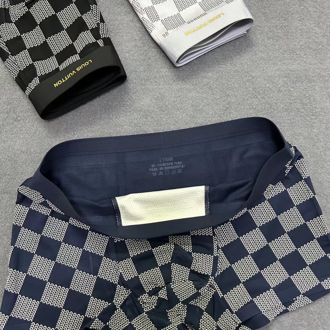 Louis Vuitton Solid Panels And Visible Emblem Details Men's Boxer Briefs - 3-Piece Box