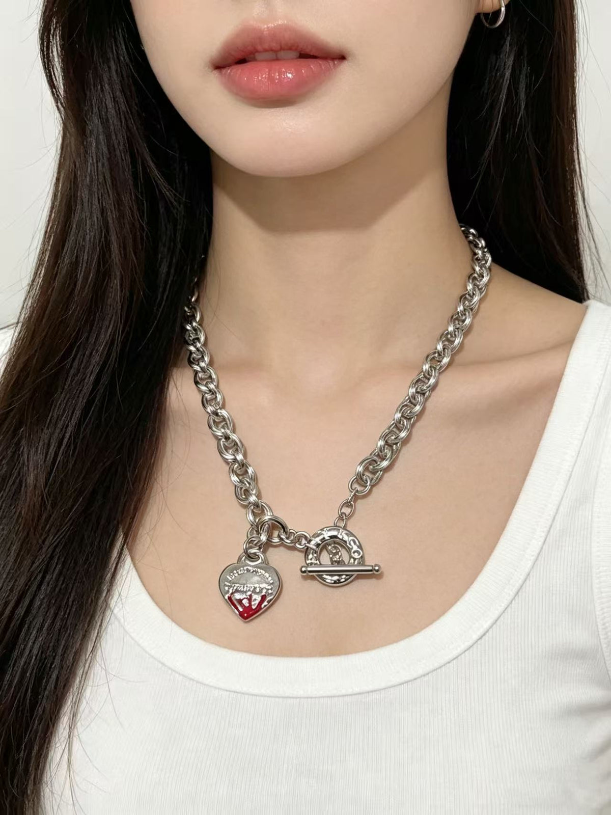 Martin Graham pendant necklace in polished metal-tone – front product view
