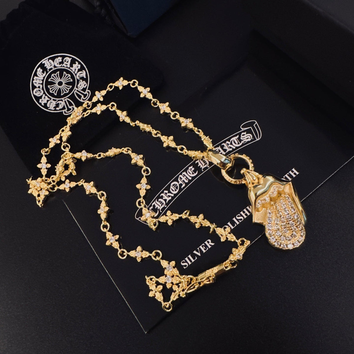 Martin Graham pendant necklace in polished metal-tone – front product view
