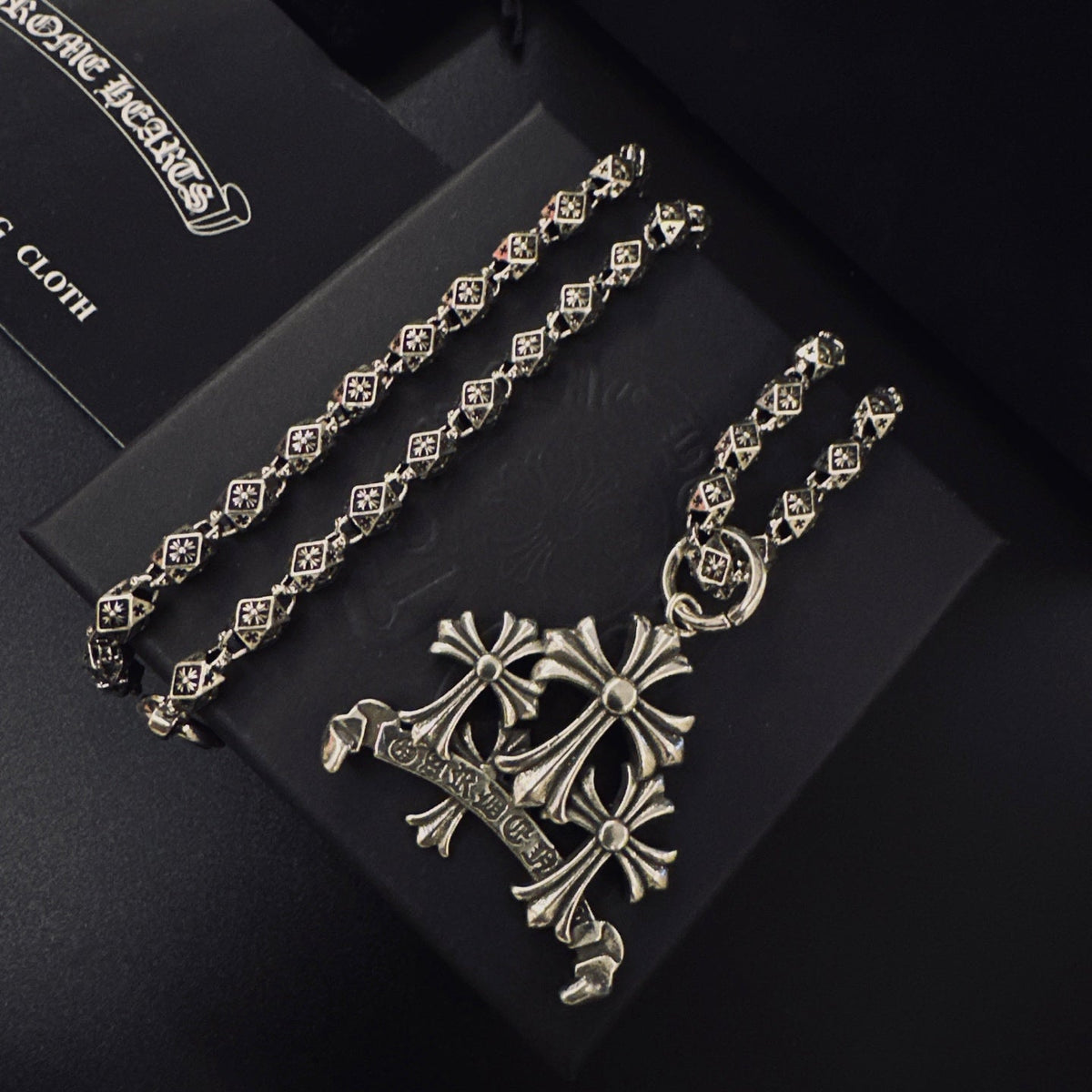 Martin Graham pendant necklace in polished metal-tone – front product view