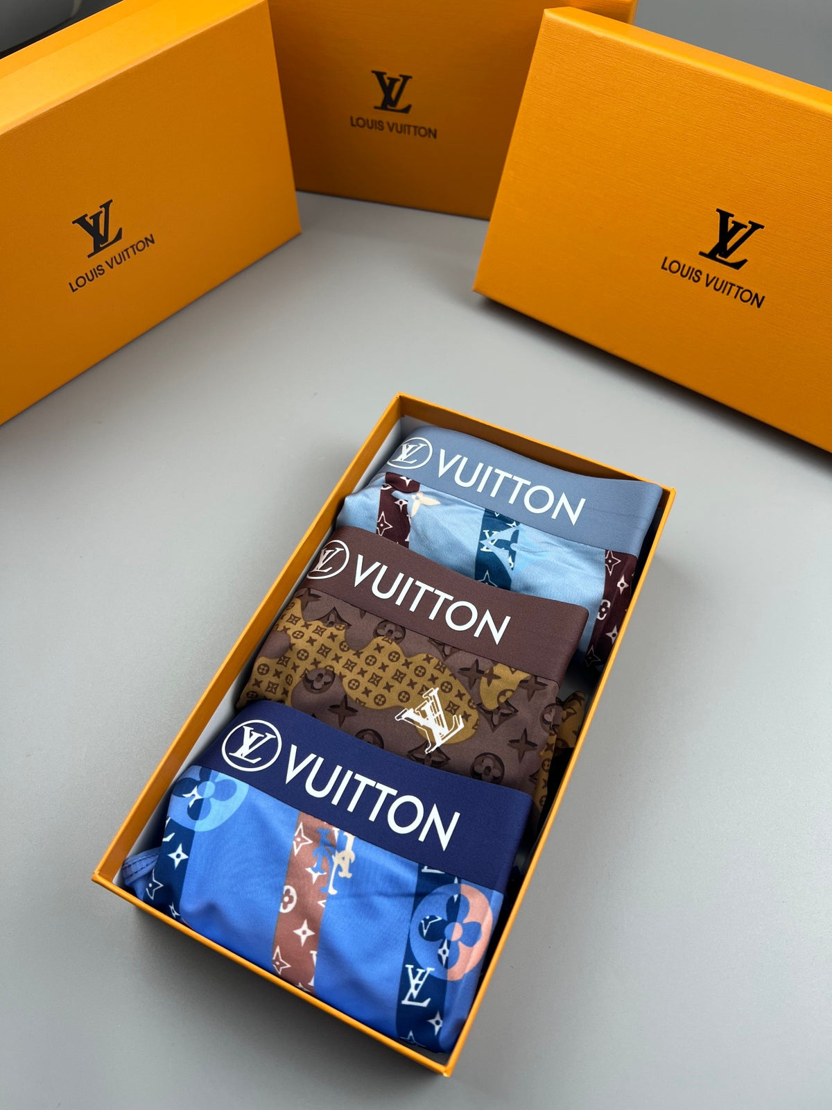 Louis Vuitton All-Over Monogram-Style Motifs Men's Boxer Briefs - 3-Piece Box