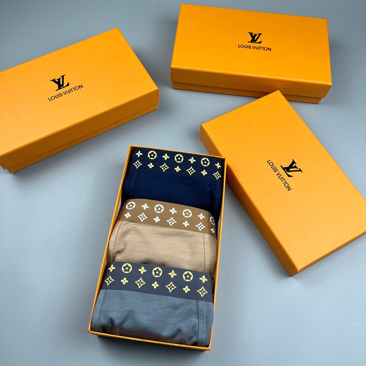 Louis Vuitton Modal-Blend Patch Motif Men's Underwear - 3-Piece Box