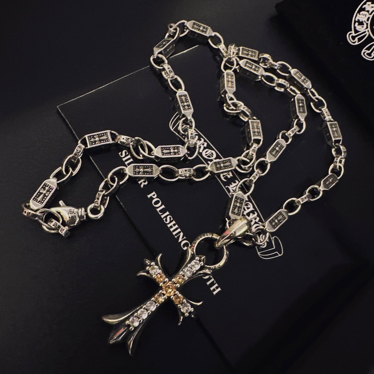 Martin Graham pendant necklace in polished metal-tone – front product view