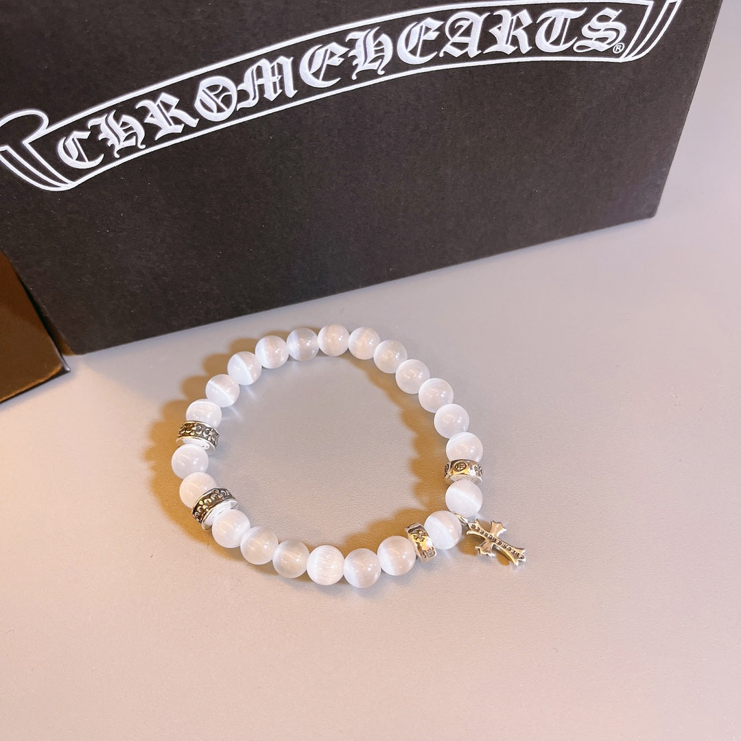 Martin Graham beaded bracelet in polished metal-tone – front product view