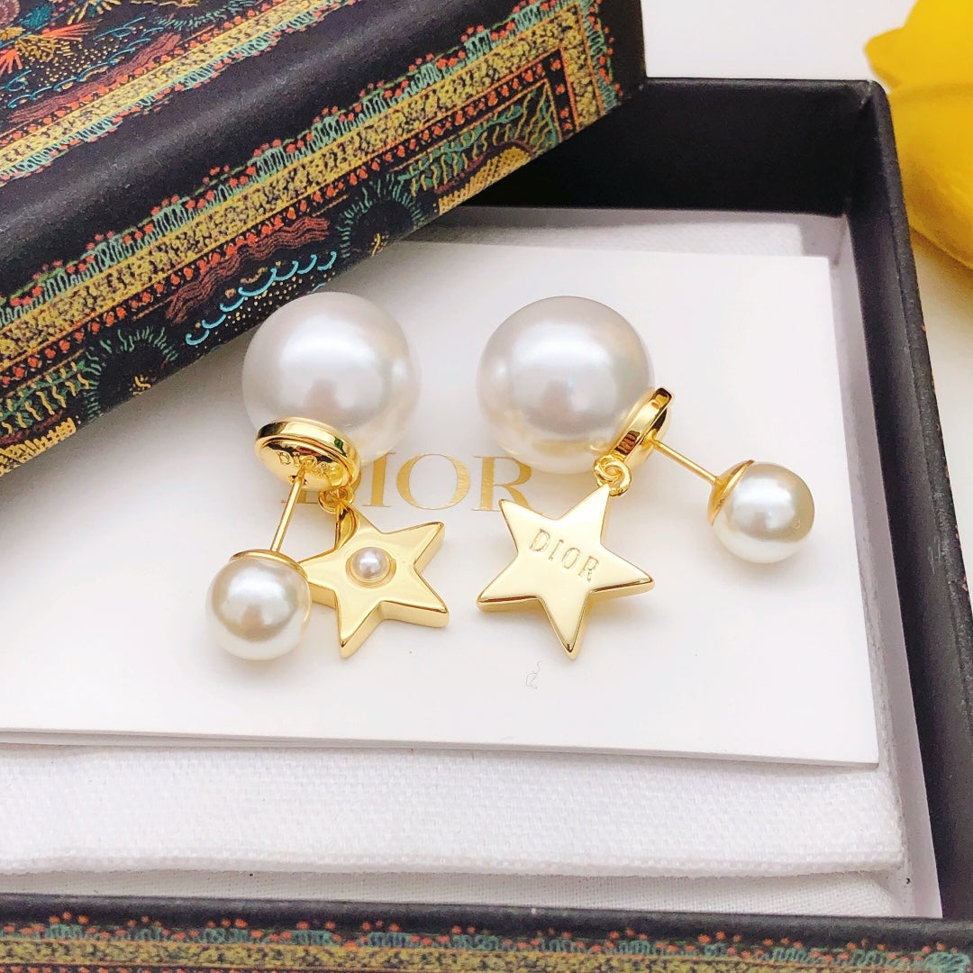 Martin Graham stud earrings in polished metal-tone – front view