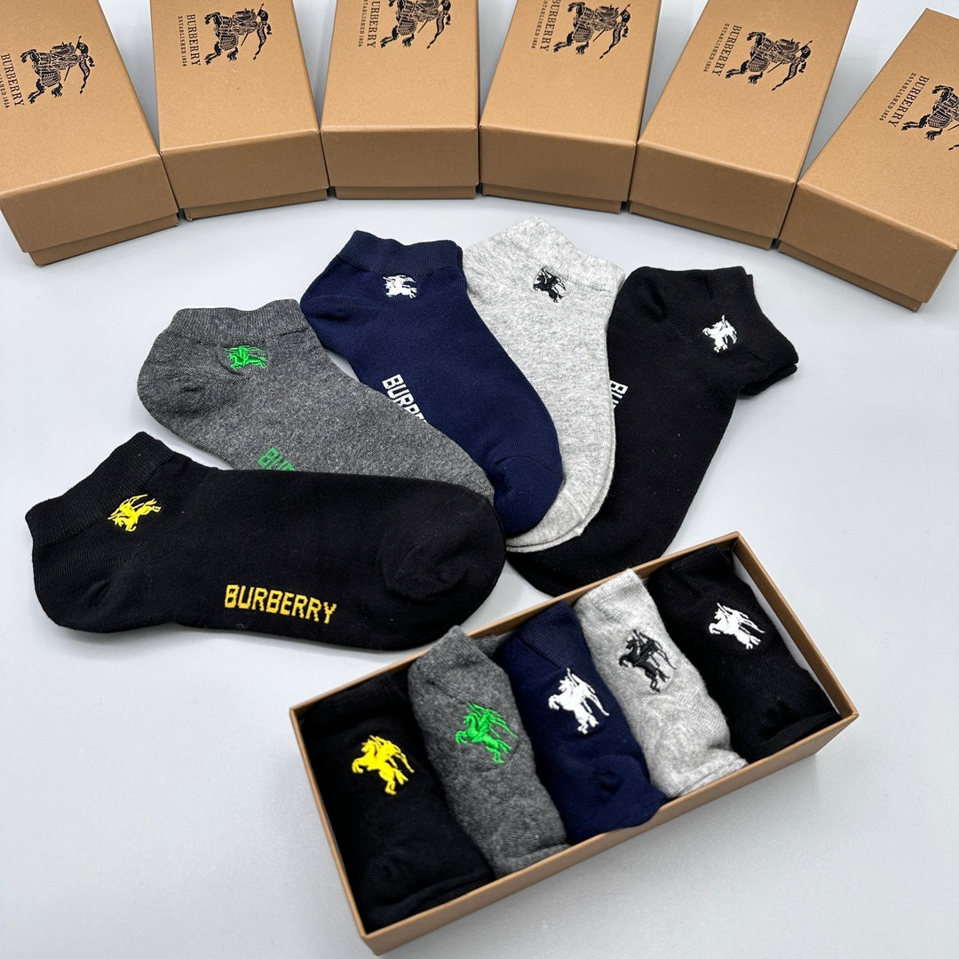 Burberry Logo Ankle Socks - 5-Pair Box