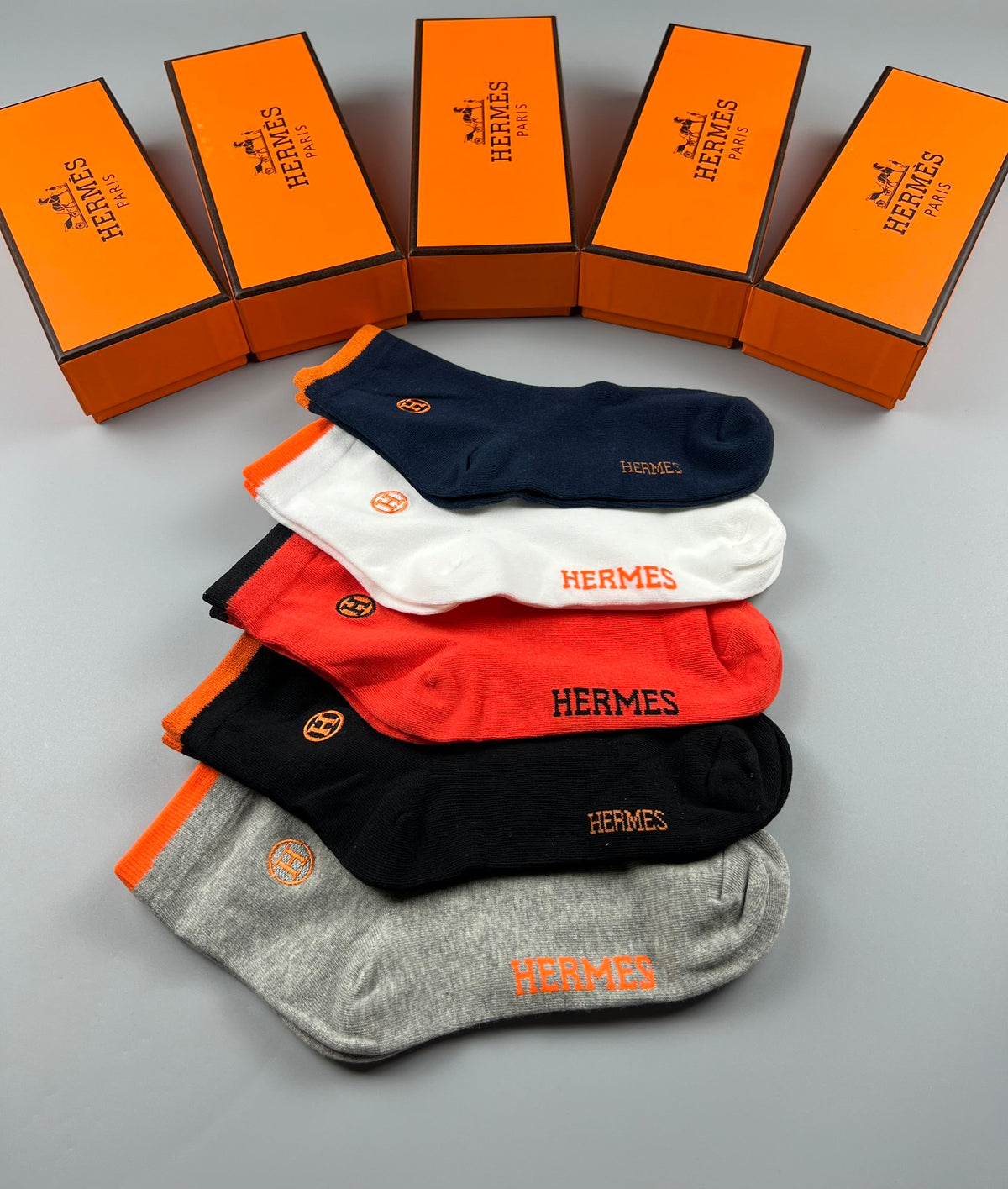 Hermes Colour Mix Crew Socks - 5-Pair Box