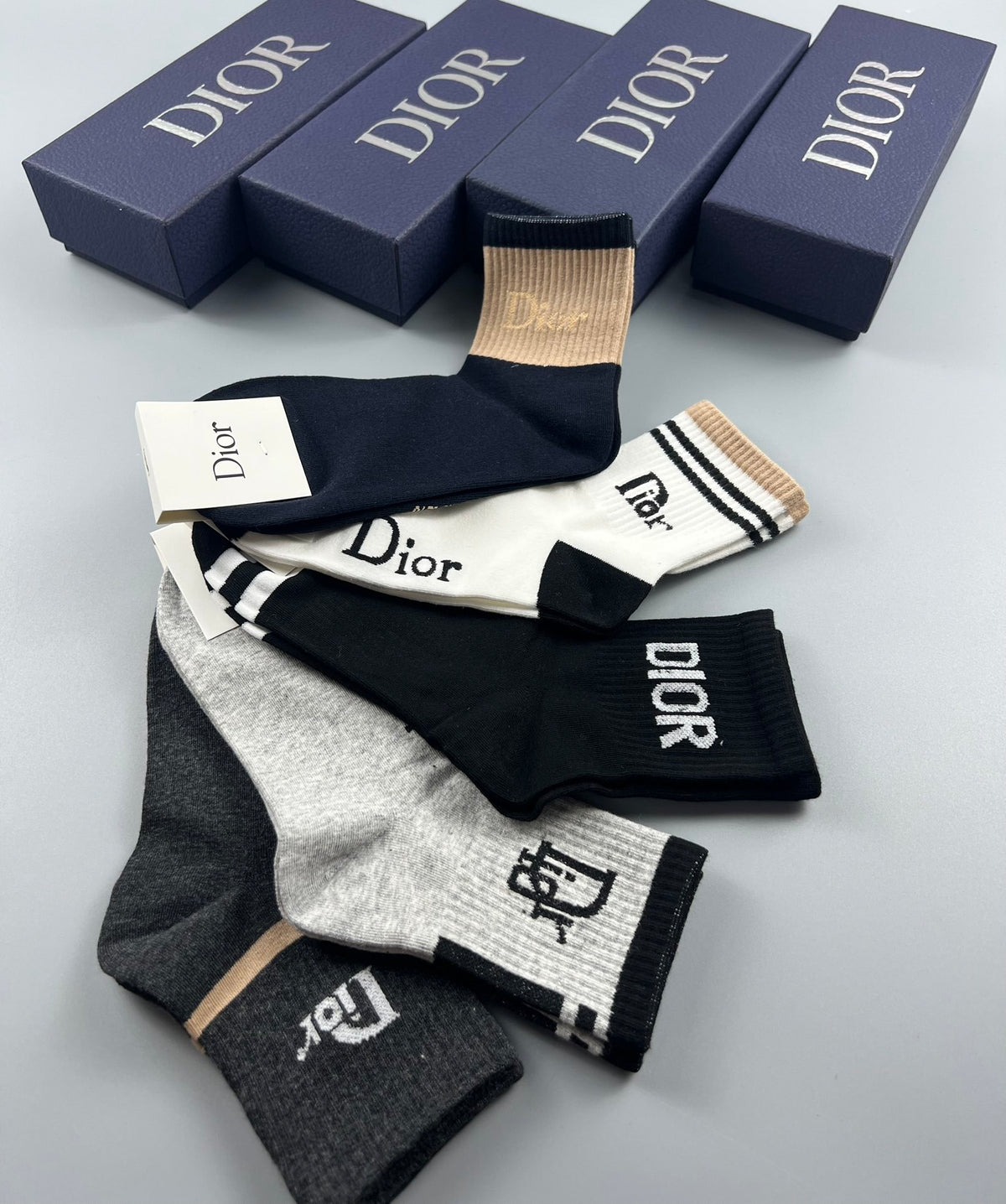 Dior Mixed Logo Logo Socks - 5-Pair Box