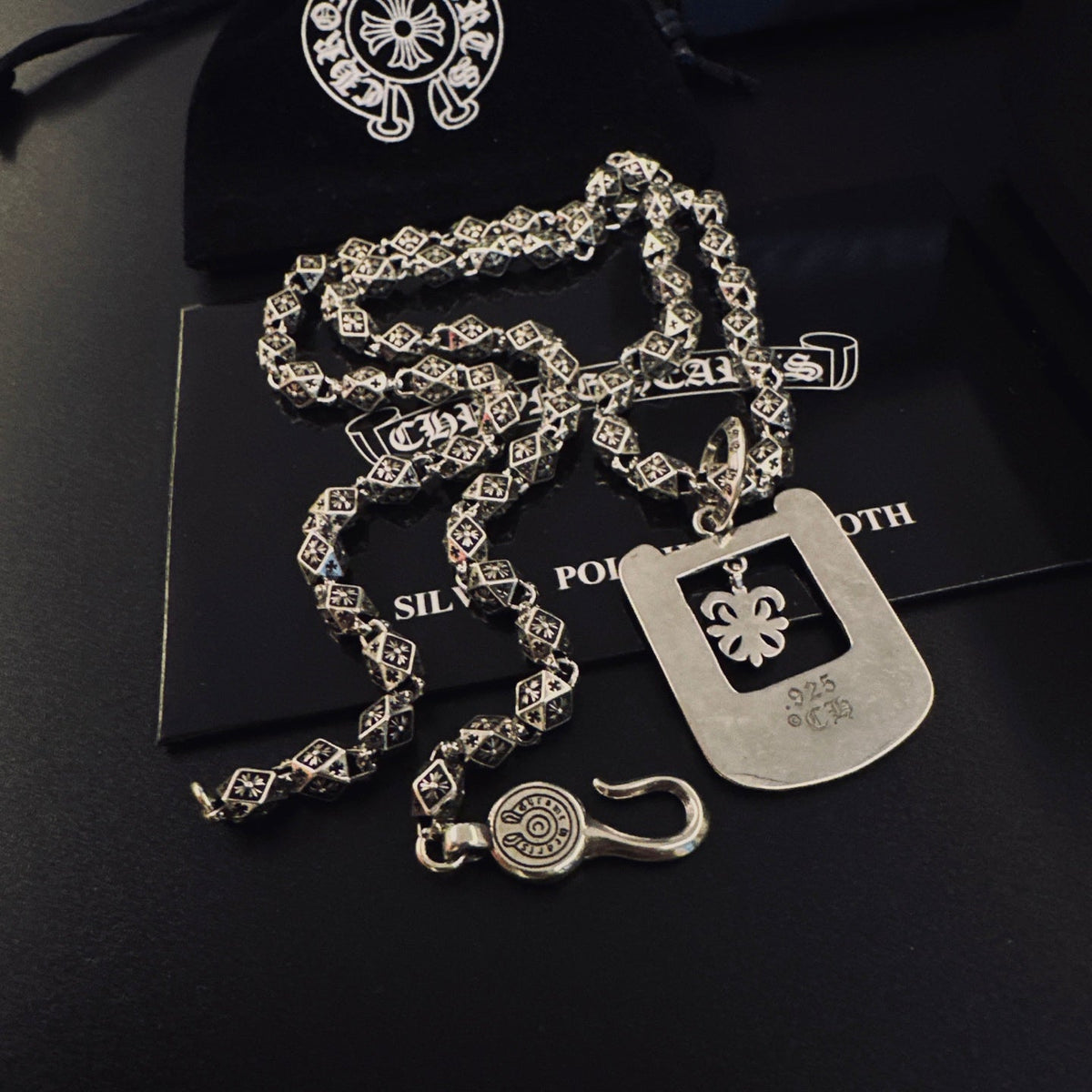 Martin Graham pendant necklace in polished metal-tone – front product view