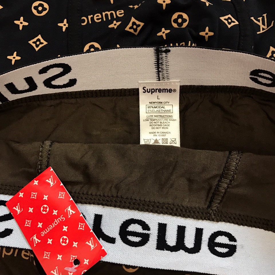 Louis Vuitton x Supreme Monogram-Style Graphics And Contrast Waistbands Men's Boxer Briefs - 3-Piece Box