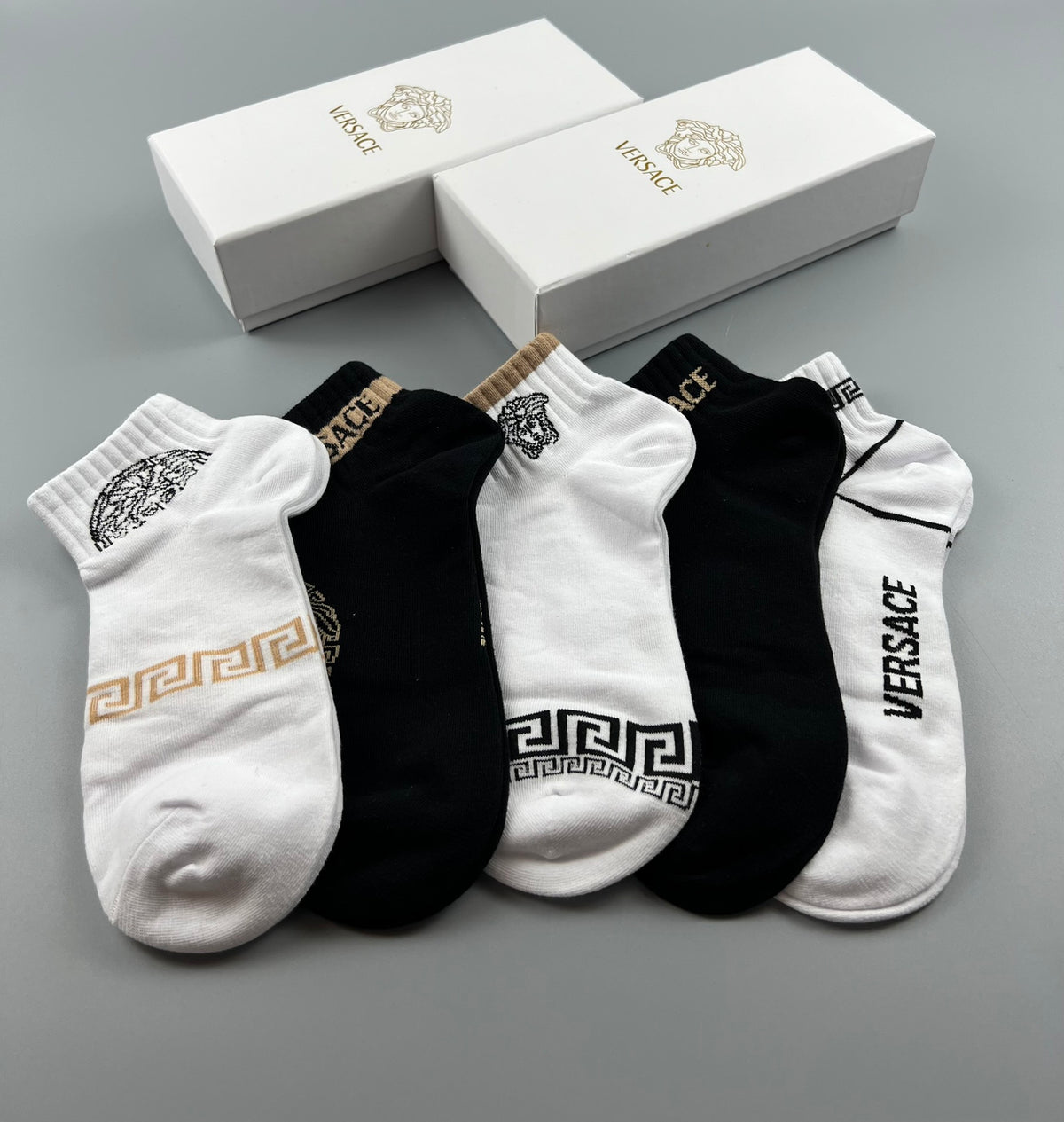 Versace Logo Crew Socks - 5-Pair Box