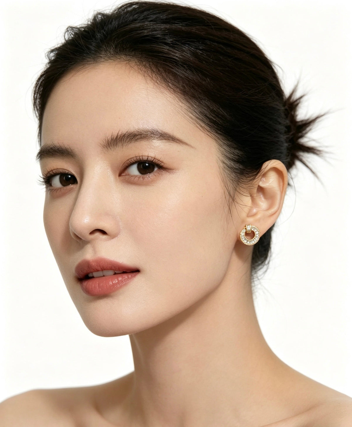Martin Graham earrings in polished metal-tone – front view