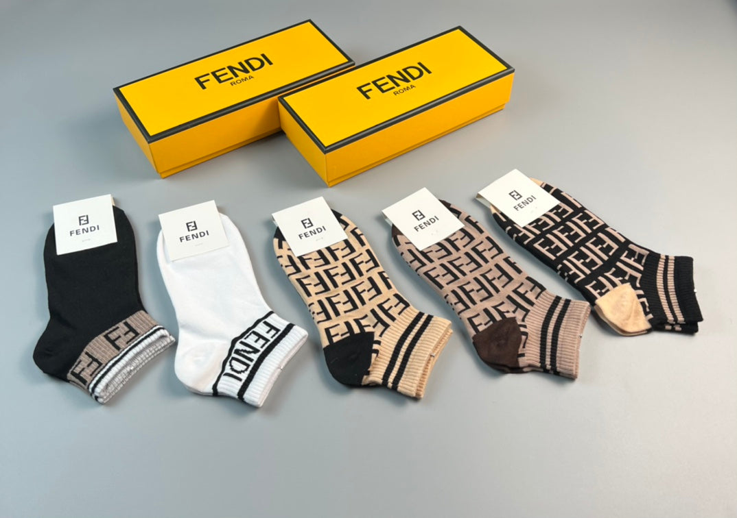 Fendi FF Monogram Ankle Socks - Box of 5 Pairs