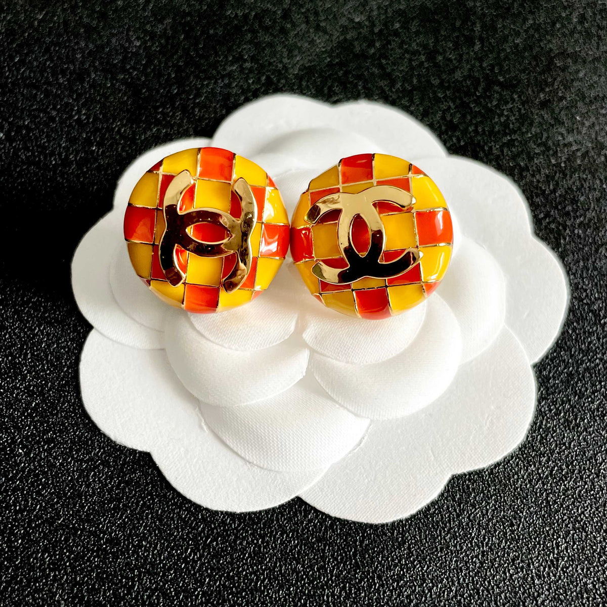 Martin Graham stud earrings in polished metal-tone – front product view