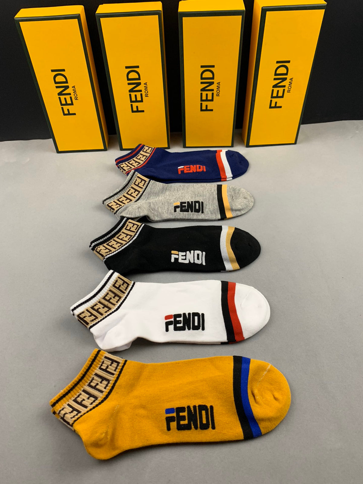 Fendi Logo Ankle Socks - 5-Pair Box