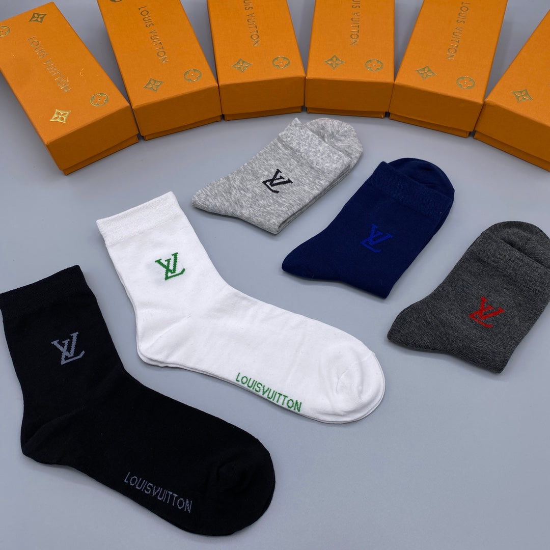 Louis Vuitton Small Initial Details Crew Socks - 5-Pair Set