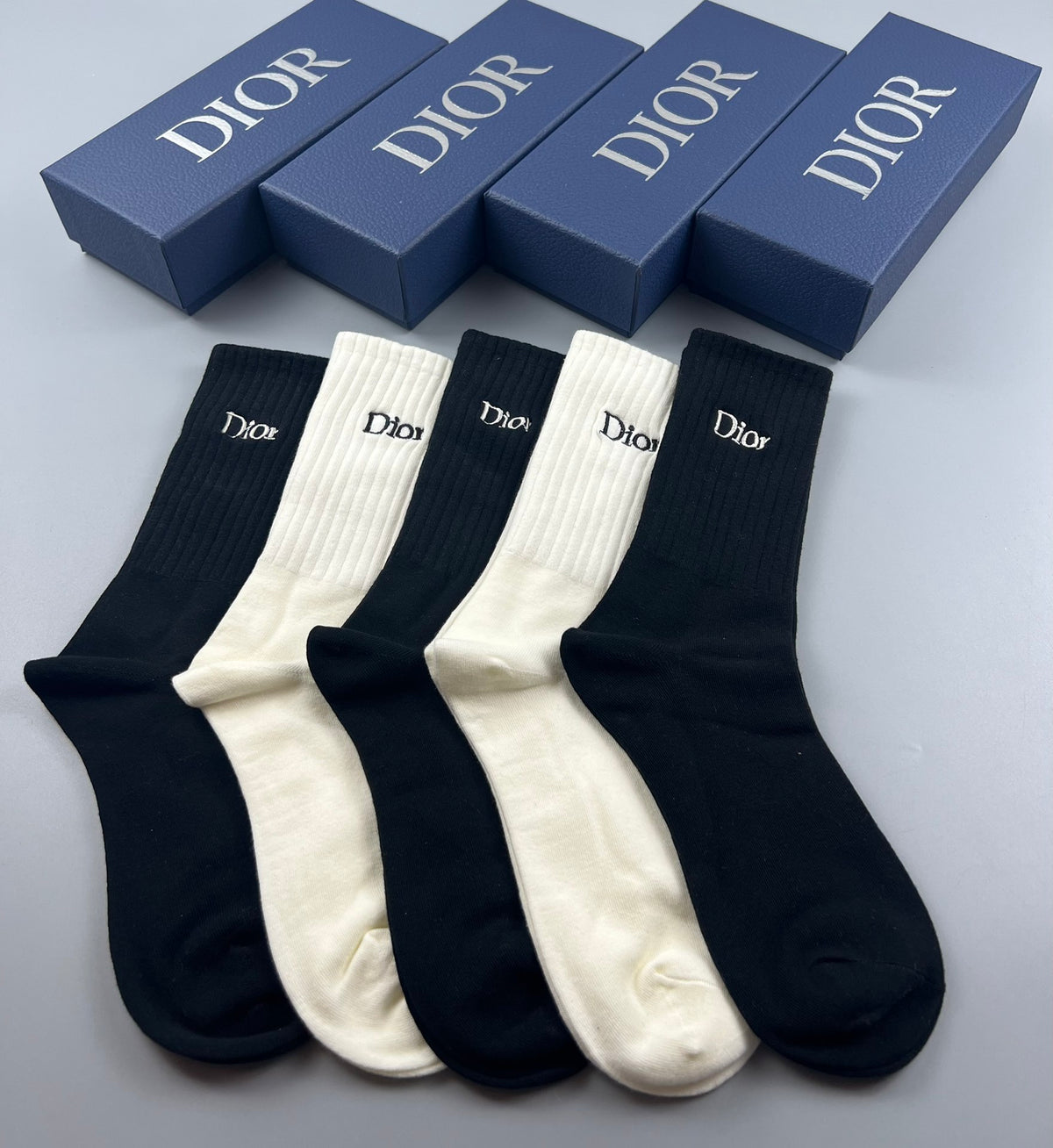 Dior Clean Wordmark Details Crew Socks - 5-Pair Set