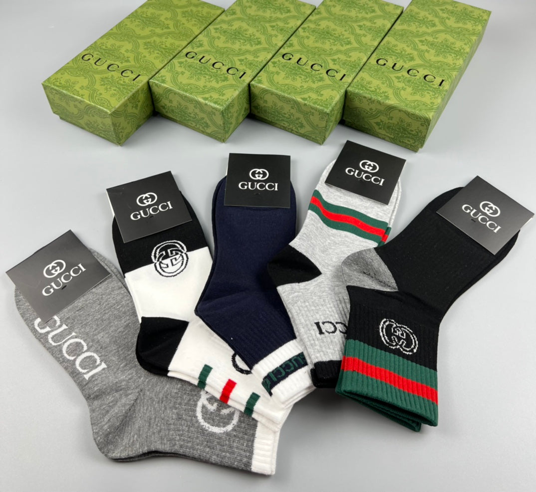 Gucci Red-And-Green Stripe Details Crew Socks - 5-Pair Set