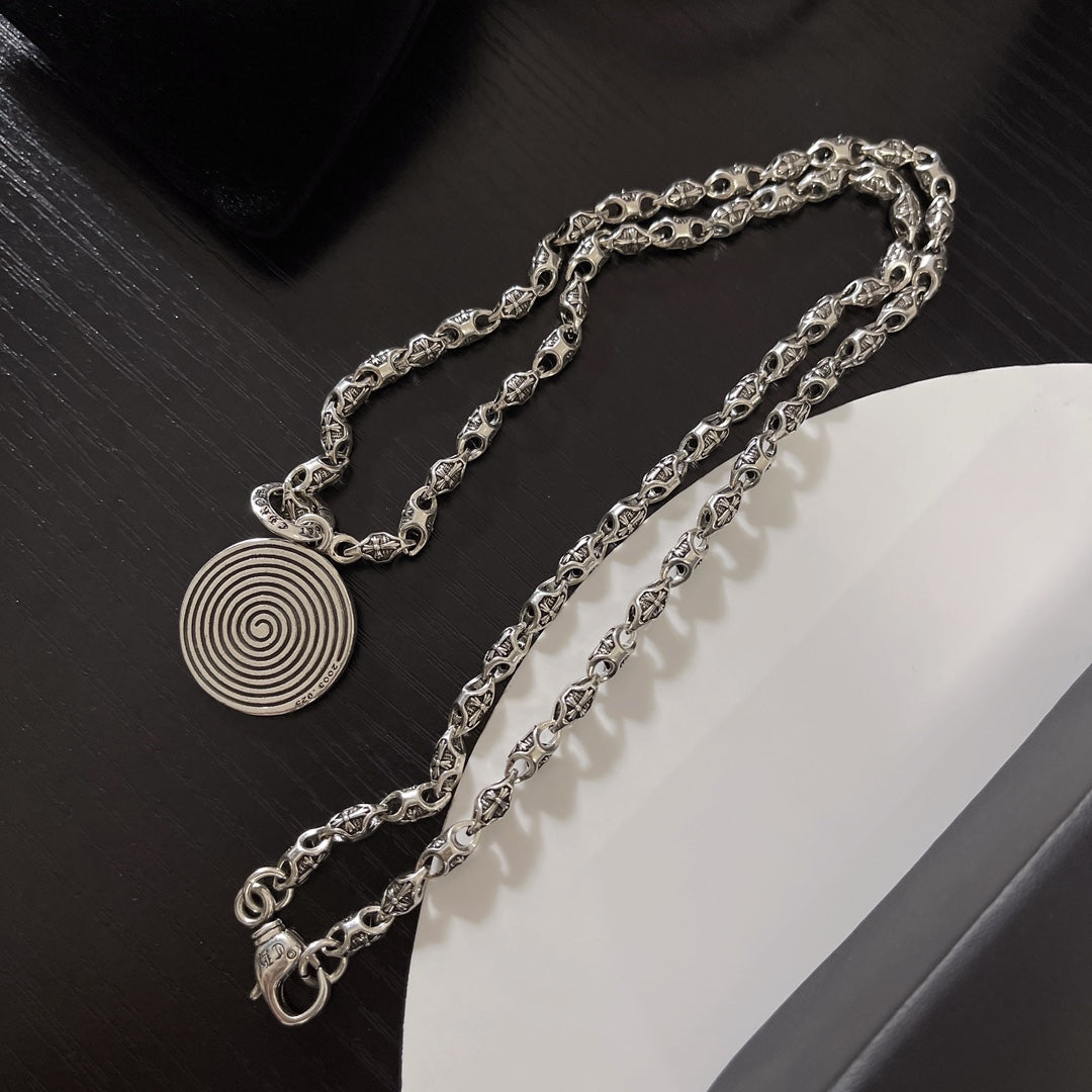 Martin Graham pendant necklace in polished metal-tone – front product view