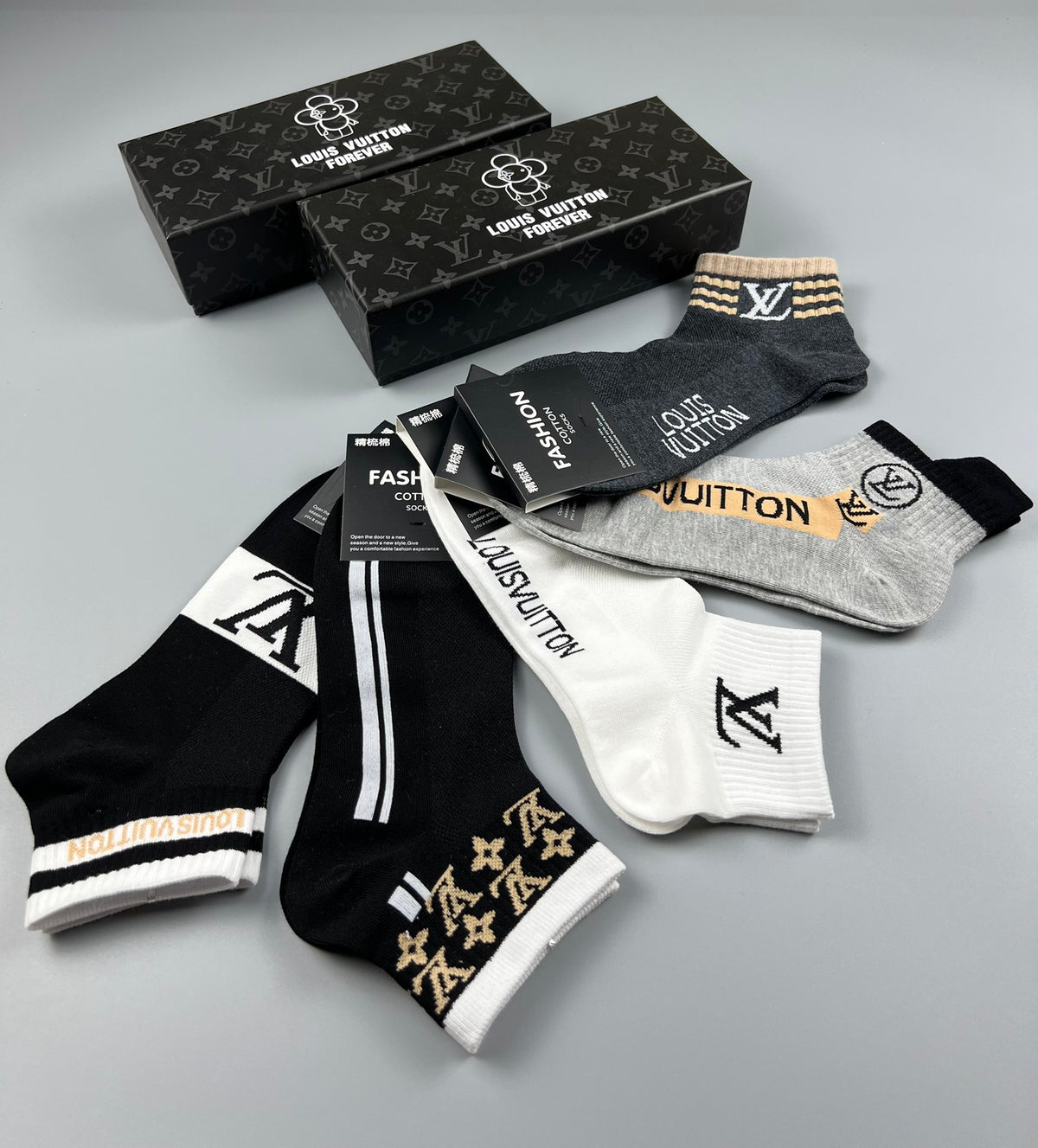 Louis Vuitton Star And Initial Details Ankle Socks - 5-Pair Set