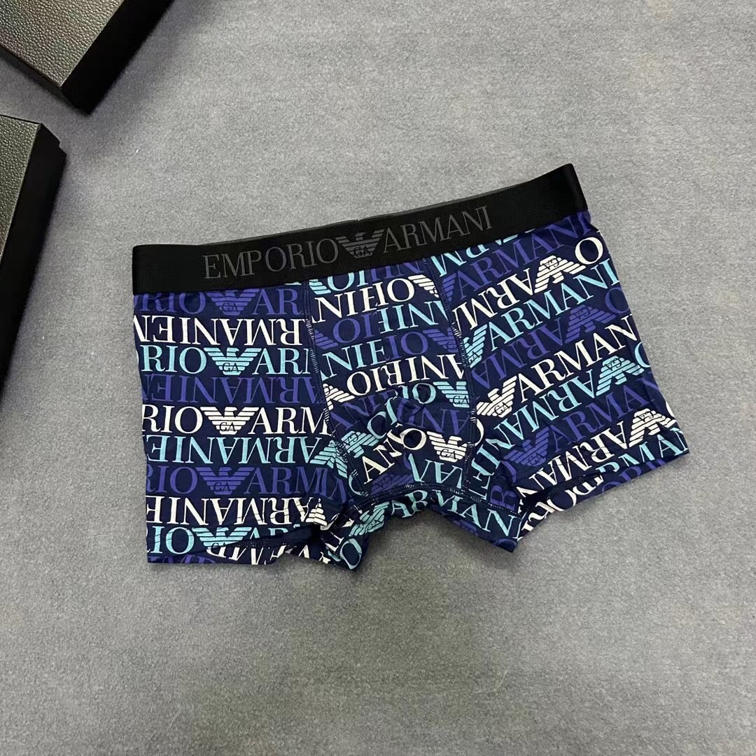 Armani Modal Multicolour Word Patterns And Contrast Waistbands Men's Boxer Briefs - 3-Piece Box