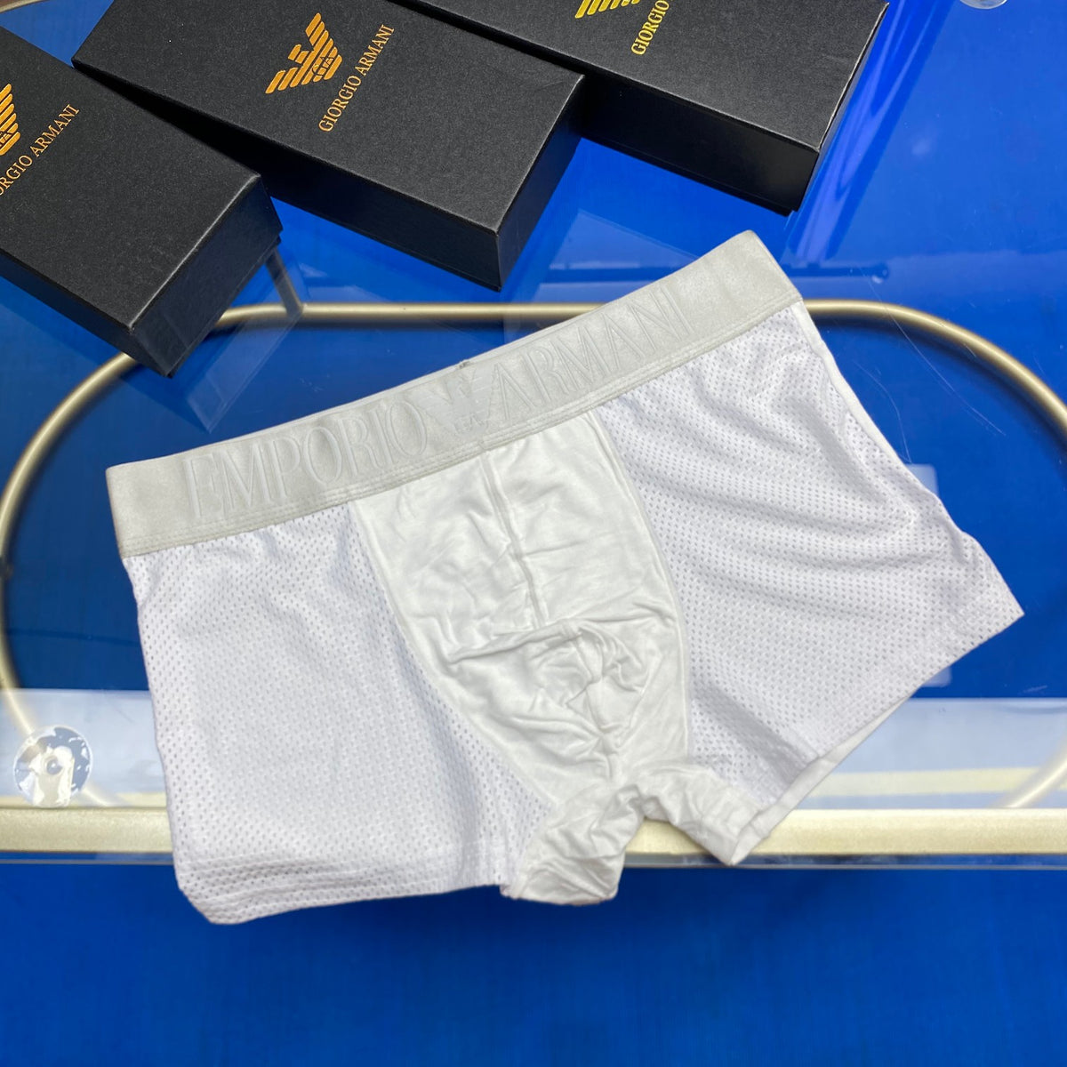 Armani Modal Oversized Contrast Waistbands Men's Boxer Briefs - 3-Piece Box