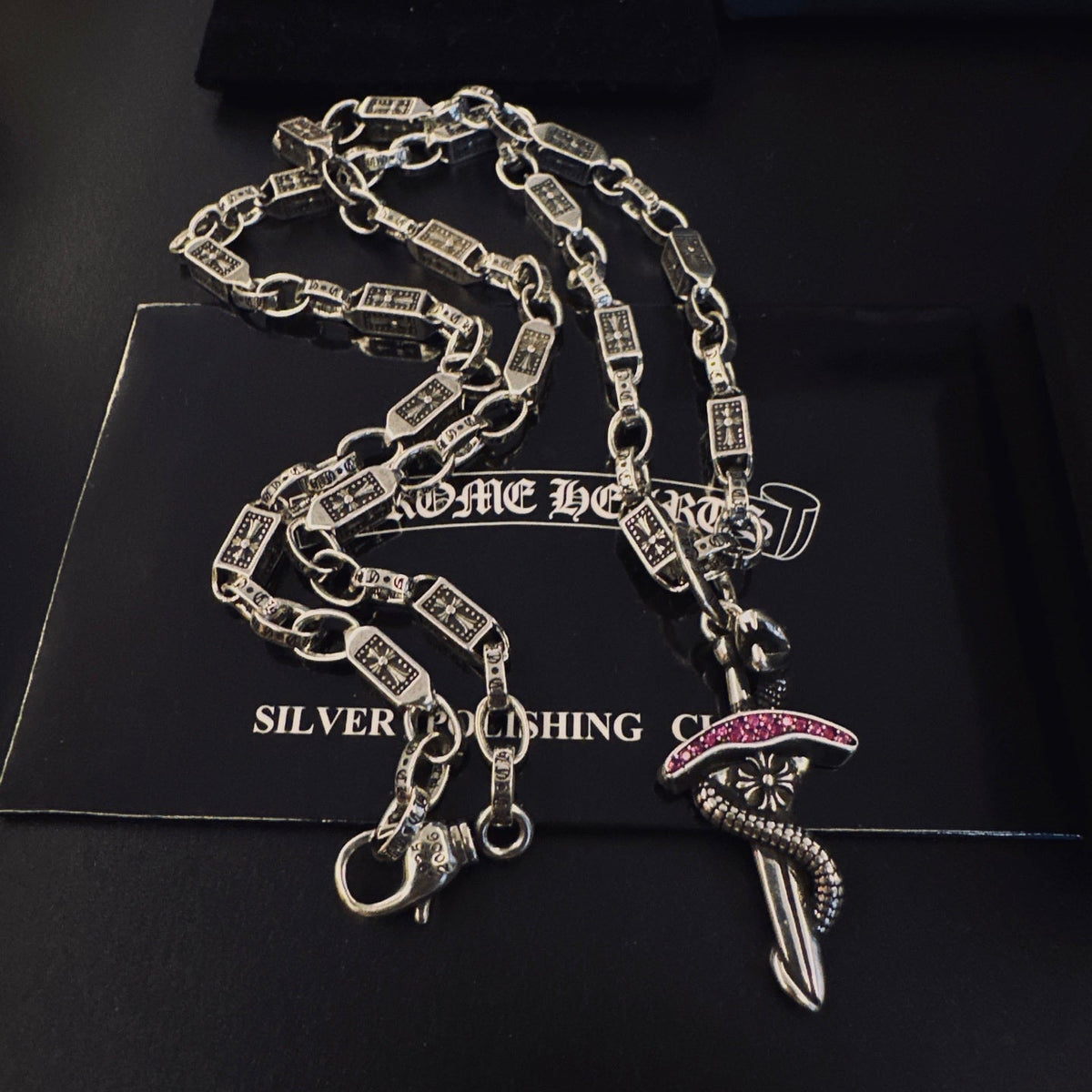 Martin Graham pendant necklace in polished metal-tone – front product view