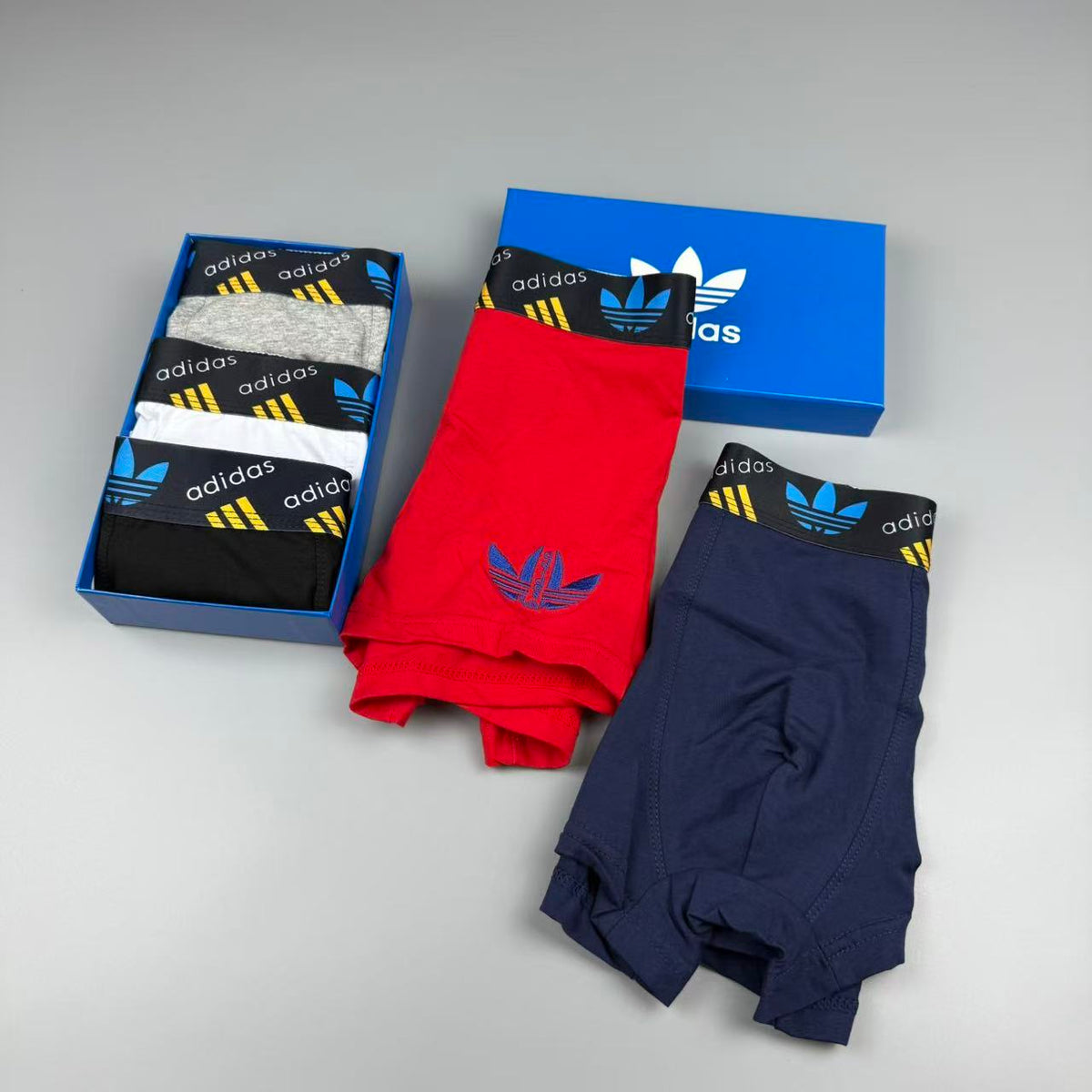 Adidas Nylon-Blend All-Over Logo Pattern Men's Boxer Briefs - 3-Piece Box