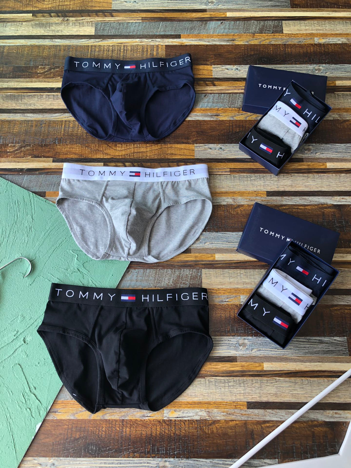 Tommy Hilfiger Flag-Colour Waistband Men's Briefs - 3-Piece Box