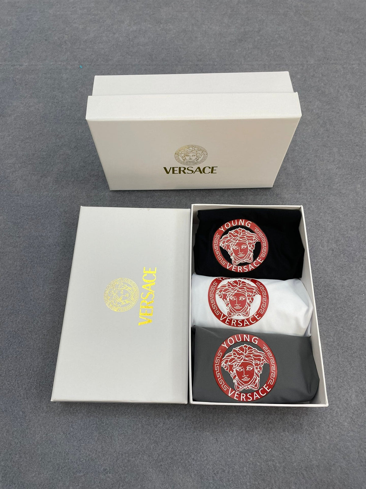 Versace Goat-milk silk Circular Medallion Details Men's Boxer Briefs - 3-Piece Box