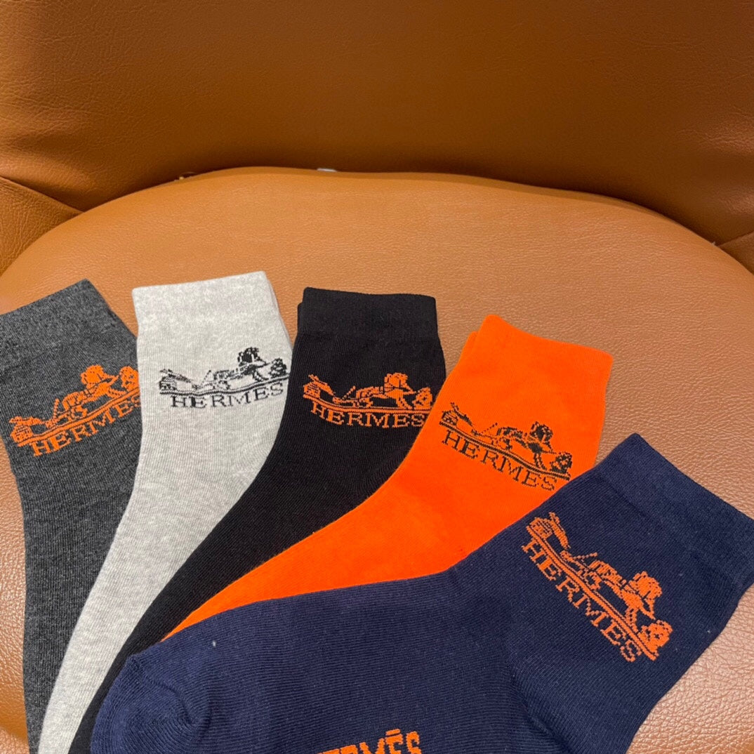 Hermes Horse And Wordmark Details Ankle Socks