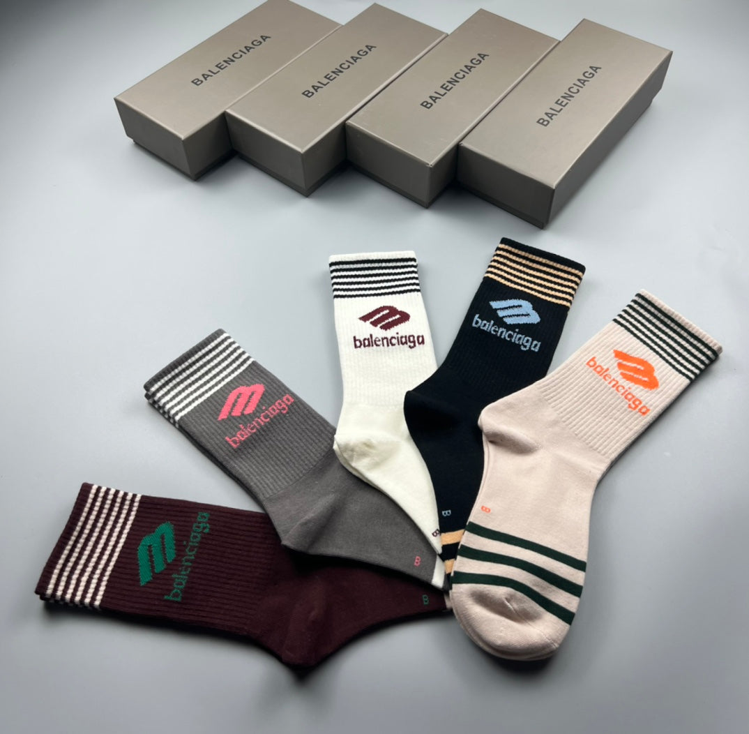 Balenciaga Cotton Pastel Colour Tonal Waistbands Crew Socks